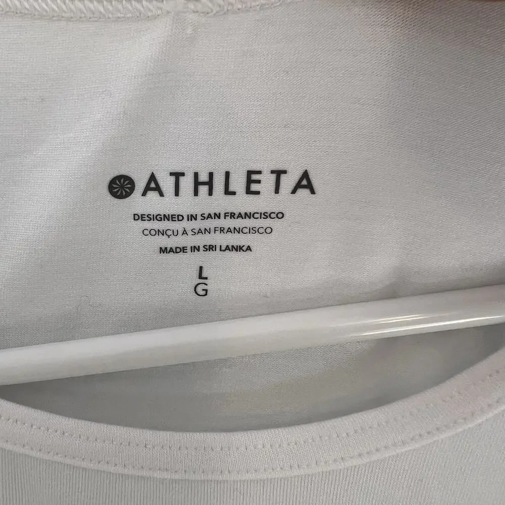 Athleta Women Size L With Ease Asymmetrical Top White Athleisure Yoga Gym Casual